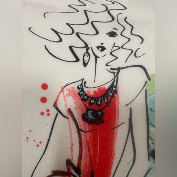 Dolcezza White Blouse with Fun Design and Rhinestone Accents - Picture 2 of 10